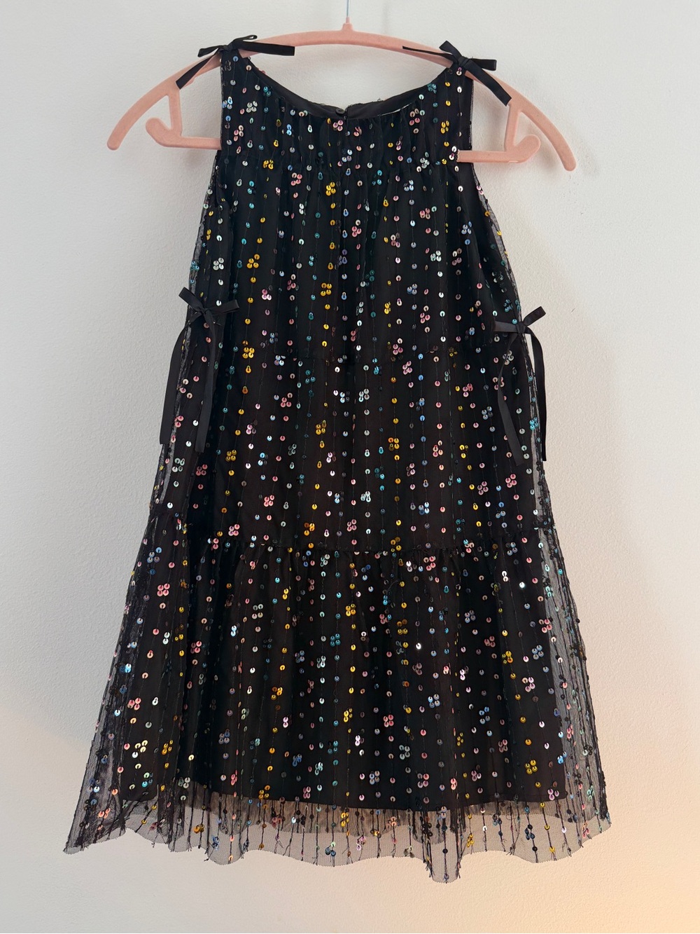 Zara Girls Black Sequin Party Dress with Multicolor Sparkle